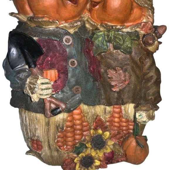 Halloween Corncob Pumpkin Head Couple Centerpiece Table Decoration - Picture 2 of 16